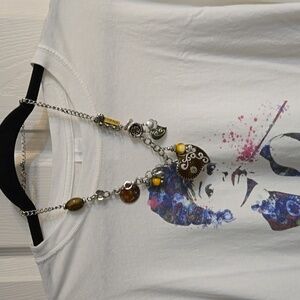 3 for $20☢️Necklace,silver toned,yellow,amber colour,chain,heart,love,fun,